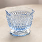 Small Blue Glass Footed Bowl with Diamond Point Designs