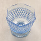 Small Blue Glass Footed Bowl with Diamond Point Designs