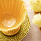 Medium Yellow and White Ceramic Floral Scalloped Bowl