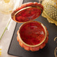 Vintage Orange Red Alabaster Stone Shell-Shaped Lidded Box