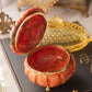 Vintage Orange Red Alabaster Stone Shell-Shaped Lidded Box
