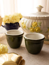 Vintage Hall Pottery Stoneware Green Custard Cups (Set of 2)