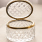 Vintage Heavy Medium Oval Clear Crystal Hinged Lidded Casket Box