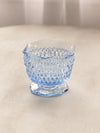 Small Blue Glass Footed Bowl with Diamond Point Designs