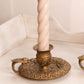 Antique Art Nouveau Heavy Metal Chamber Stick Candle Holder with Floral and Face Designs
