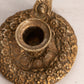 Antique Art Nouveau Heavy Metal Chamber Stick Candle Holder with Floral and Face Designs