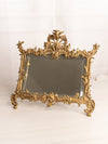 Antique Brass Rectangular Standing Mirror with Fancy Floral Designs