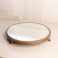 Antique Circular Plateau Mirror Tray with Silver and Copper Tone Accents