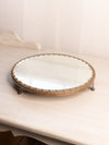 Antique Circular Plateau Mirror Tray with Silver and Copper Tone Accents
