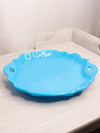 Antique Dithridge Glass Circular Blue Milk Glass Platter Tray