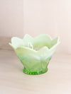 Antique Green Opalescent Bowl with Fancy Designs