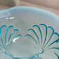 Antique Jefferson Glass Medium Blue Opalescent Footed Bowl with Square Base