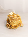 Antique Metal Gilt Gold Tone Rose Flower Inkwell with Insert