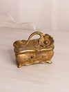 Antique Rectangular Gold Tone Hinged Lidded Box with Floral Designs
