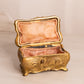Antique Rectangular Gold Tone Hinged Lidded Box with Floral Designs