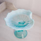 Antique Blue Opalescent Northwood Glass Compote with Dolphin Stem