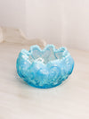 Antique Northwood Blue Opalescent Glass "Cashews" Rose Bowl with Beaded Edge