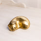 Vintage Small Brass Sleeping Cat Figurine