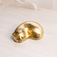 Vintage Small Brass Sleeping Cat Figurine