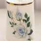 Vintage White Footed Lidded Glass Jar with Blue Floral Details
