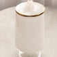 Vintage White Footed Lidded Glass Jar with Blue Floral Details