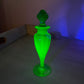 Vintage Green Uranium Glass Footed Perfume Bottle (Glows)