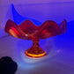 Vintage Viking Glass Amberina Epic Persimmon 6 Petal Compote Pedestal Bowl