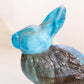 Medium Blue and Grey Slag Glass Bunny Rabbit Figurine