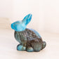 Medium Blue and Grey Slag Glass Bunny Rabbit Figurine