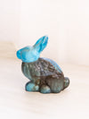 Medium Blue and Grey Slag Glass Bunny Rabbit Figurine