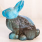 Medium Blue and Grey Slag Glass Bunny Rabbit Figurine