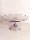 Medium Light Purple Glass Cake Stand with Floral Designs