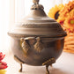 Medium Dark Brass Acorn Lidded Dish with Handles