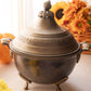 Medium Dark Brass Acorn Lidded Dish with Handles