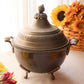 Medium Dark Brass Acorn Lidded Dish with Handles