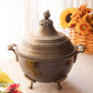 Medium Dark Brass Acorn Lidded Dish with Handles