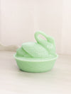 Rosso Reproduction Green Jadeite Glass Swan Lidded Dish