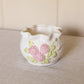 Small White Ceramic Hydrangea Bowl with Pink & Green Flowers