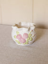 Small White Ceramic Hydrangea Bowl with Pink & Green Flowers