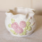 Small White Ceramic Hydrangea Bowl with Pink & Green Flowers