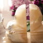 Cream and Beige Onyx Stone Fleur-De-Lis Bookends