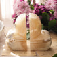 Cream and Beige Onyx Stone Fleur-De-Lis Bookends