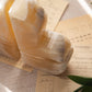 Cream and Beige Onyx Stone Fleur-De-Lis Bookends