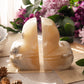 Cream and Beige Onyx Stone Fleur-De-Lis Bookends
