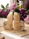 Cream and Beige Onyx Stone Fleur-De-Lis Bookends