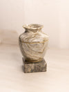 Two Piece Small Grey Marble Stone Vase with Square Base
