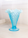 Vintage Medium Cone Shaped Fenton Blue Opalescent Hobnail Vase