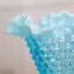 Vintage Fenton Large Blue Opalescent Glass Cone Shaped Hobnail Vase