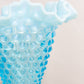 Vintage Fenton Large Blue Opalescent Glass Cone Shaped Hobnail Vase