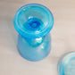 Vintage Medium Blue Iridescent Stretch Glass Lidded Dish